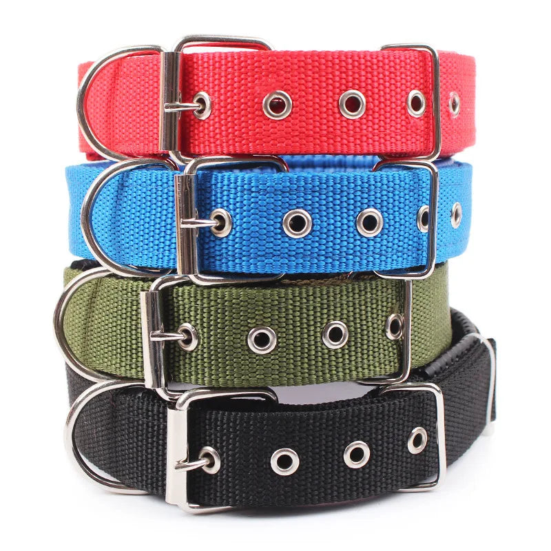 Solid Nylon Dog Collar: Heavy-Duty Adjustable Neckband for All Breeds