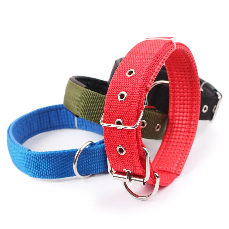 Solid Nylon Dog Collar: Heavy-Duty Adjustable Neckband for All Breeds
