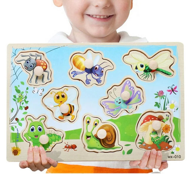 Baby Toys Montessori Wooden Puzzle Cartoon Vehicle Marine Animal Puzzle 12 Styles Board Set Educational Wooden Toy Child Gifts