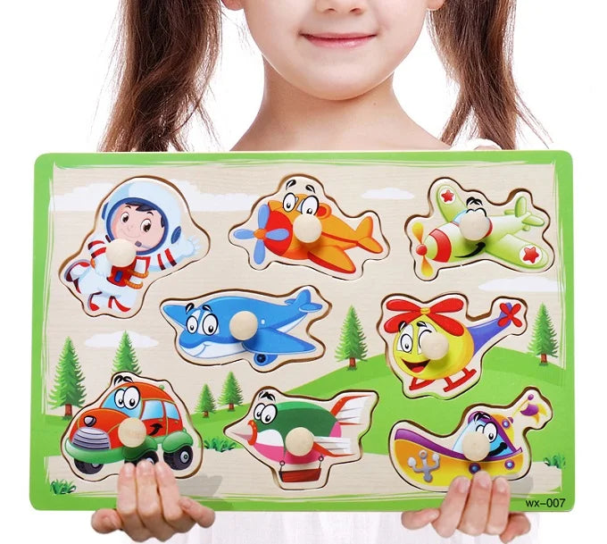 Baby Toys Montessori Wooden Puzzle Cartoon Vehicle Marine Animal Puzzle 12 Styles Board Set Educational Wooden Toy Child Gifts