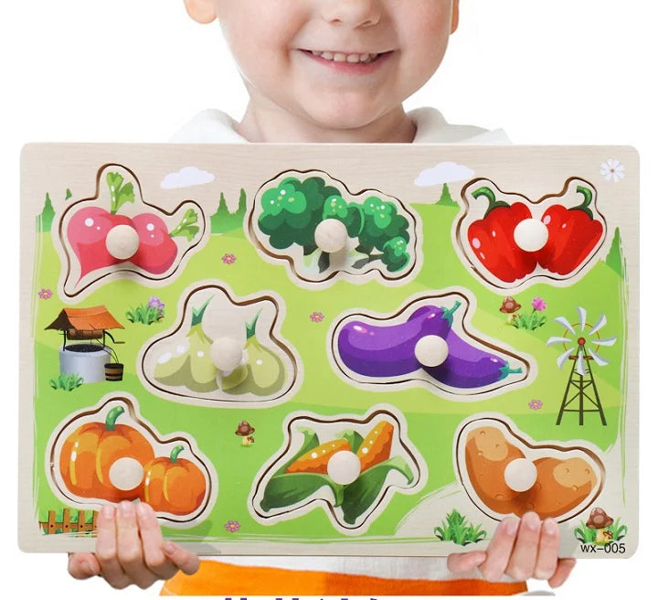 Baby Toys Montessori Wooden Puzzle Cartoon Vehicle Marine Animal Puzzle 12 Styles Board Set Educational Wooden Toy Child Gifts