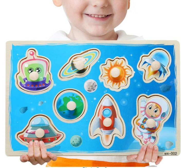 Baby Toys Montessori Wooden Puzzle Cartoon Vehicle Marine Animal Puzzle 12 Styles Board Set Educational Wooden Toy Child Gifts