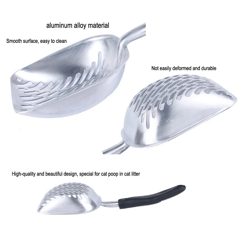 Heavy-Duty Metal Cat Litter Scoop – Deep Aluminum Litter Sifter with Ergonomic Handle