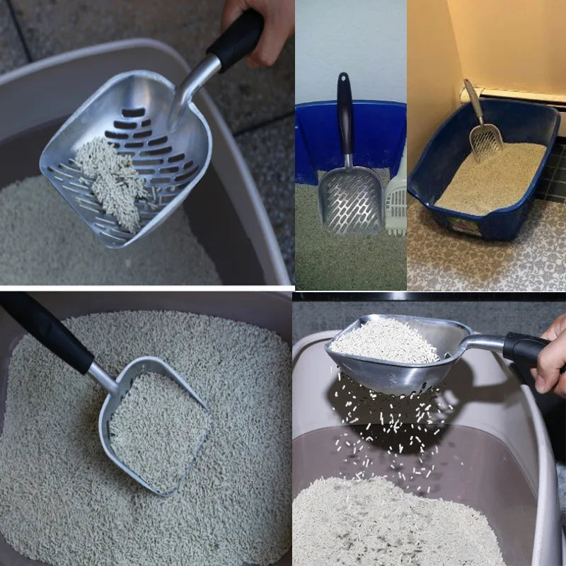 Heavy-Duty Metal Cat Litter Scoop – Deep Aluminum Litter Sifter with Ergonomic Handle