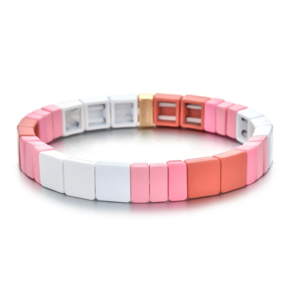 Bohemian Bracelet Handmade Friendship Braided Stackable Enamel Rainbow