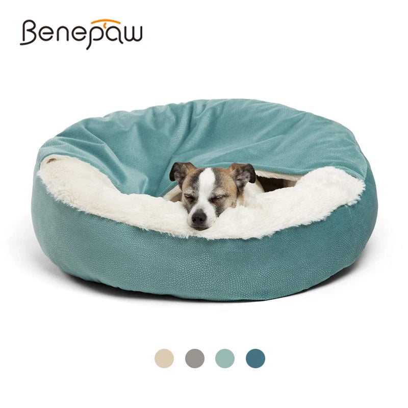 Benepaw Orthopedic Hooded Dog Bed, Warm Waterproof Pet Cuddler