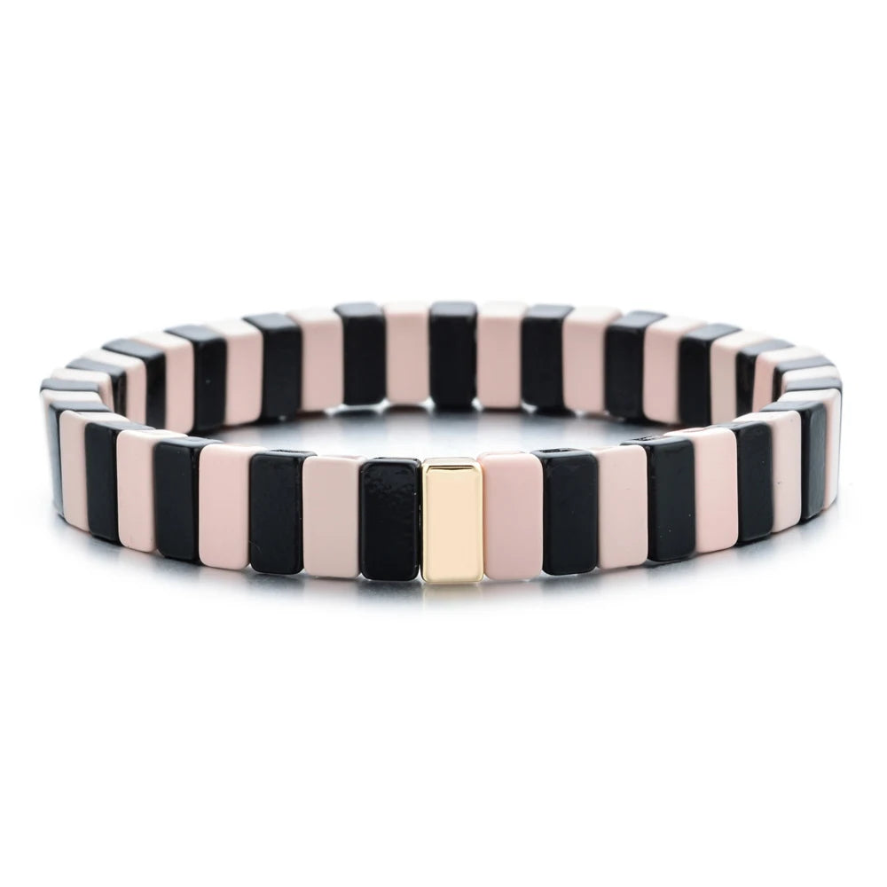 Bohemian Bracelet Handmade Friendship Braided Stackable Enamel Rainbow