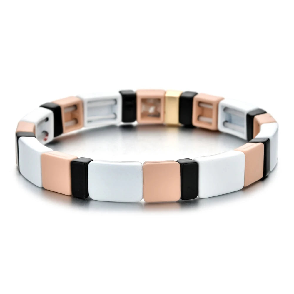 Bohemian Bracelet Handmade Friendship Braided Stackable Enamel Rainbow