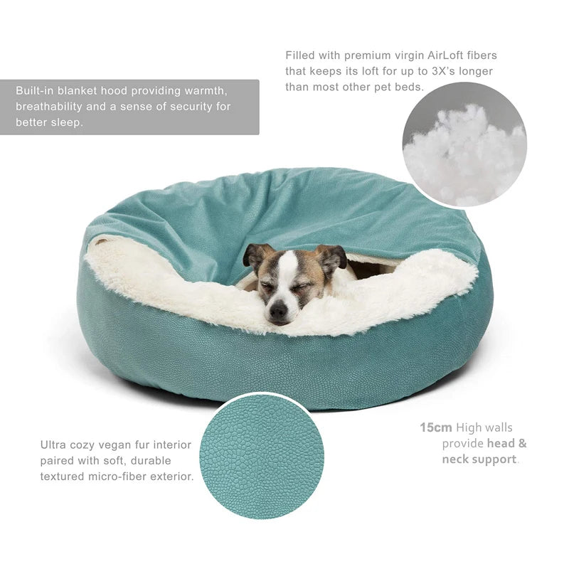 Benepaw Orthopedic Hooded Dog Bed, Warm Waterproof Pet Cuddler
