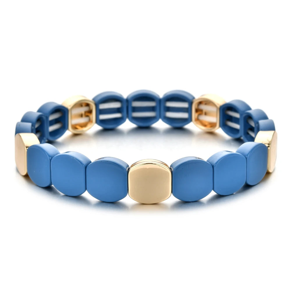 Bohemian Bracelet Handmade Friendship Braided Stackable Enamel Rainbow