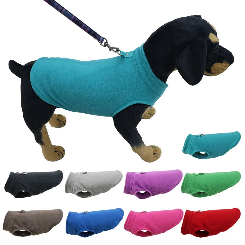 Winter Fleece Dog Jacket with Harness D-Ring - Warm Step-In Vest for Small Dogs