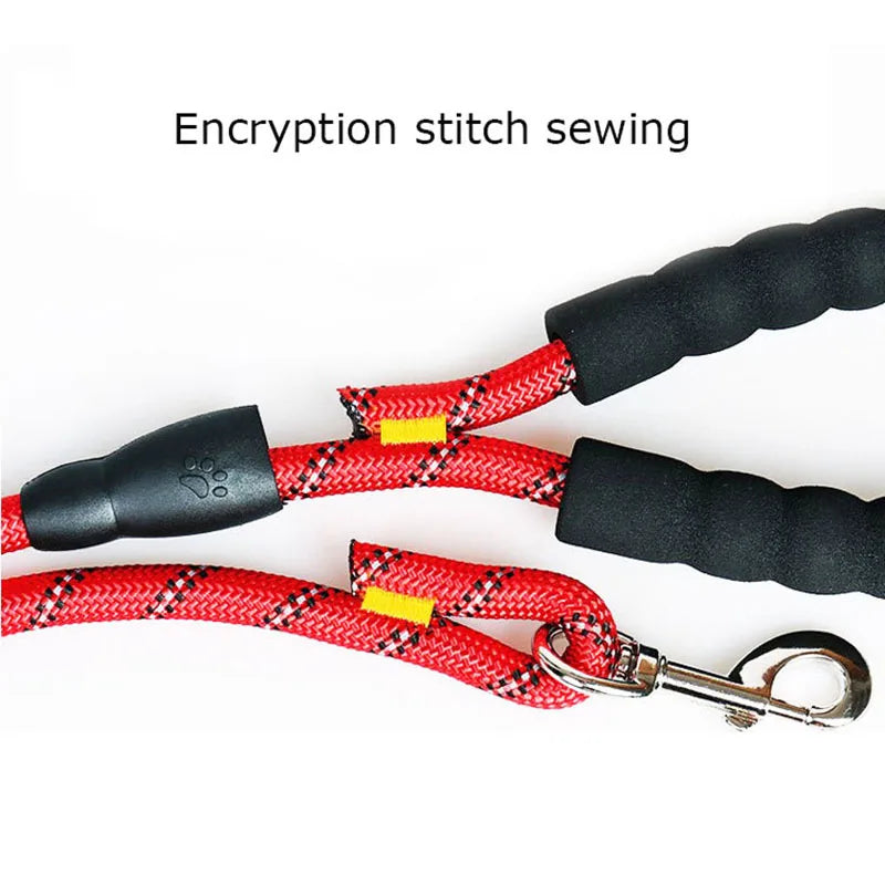 Double Handle Reflective Dog Leash - Heavy Duty Padded Lead for Strong Dogs