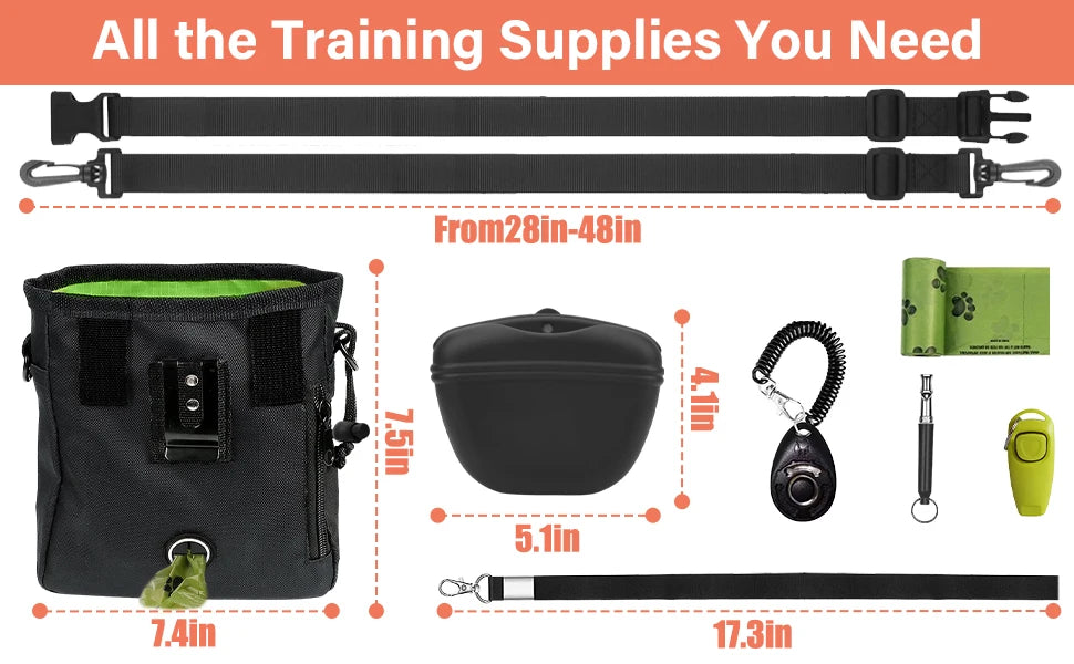 Ultimate Dog Training Kit - Treat Pouch, Clicker, Silent Whistle & Guide Set