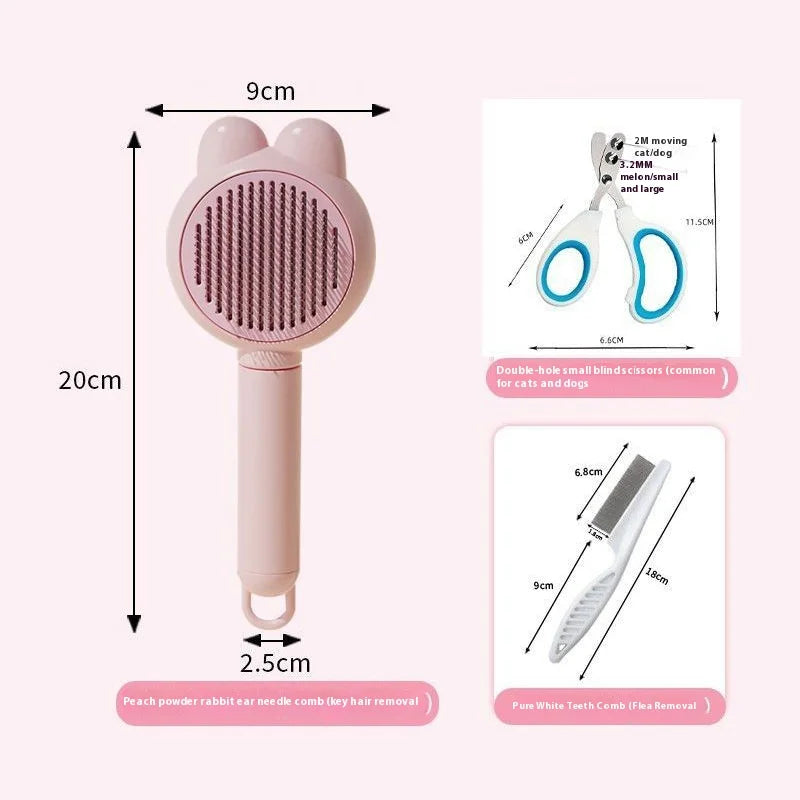 3-Piece Cat Grooming Kit – Cat Nail Clippers, Grooming Brush & Flea Comb Set