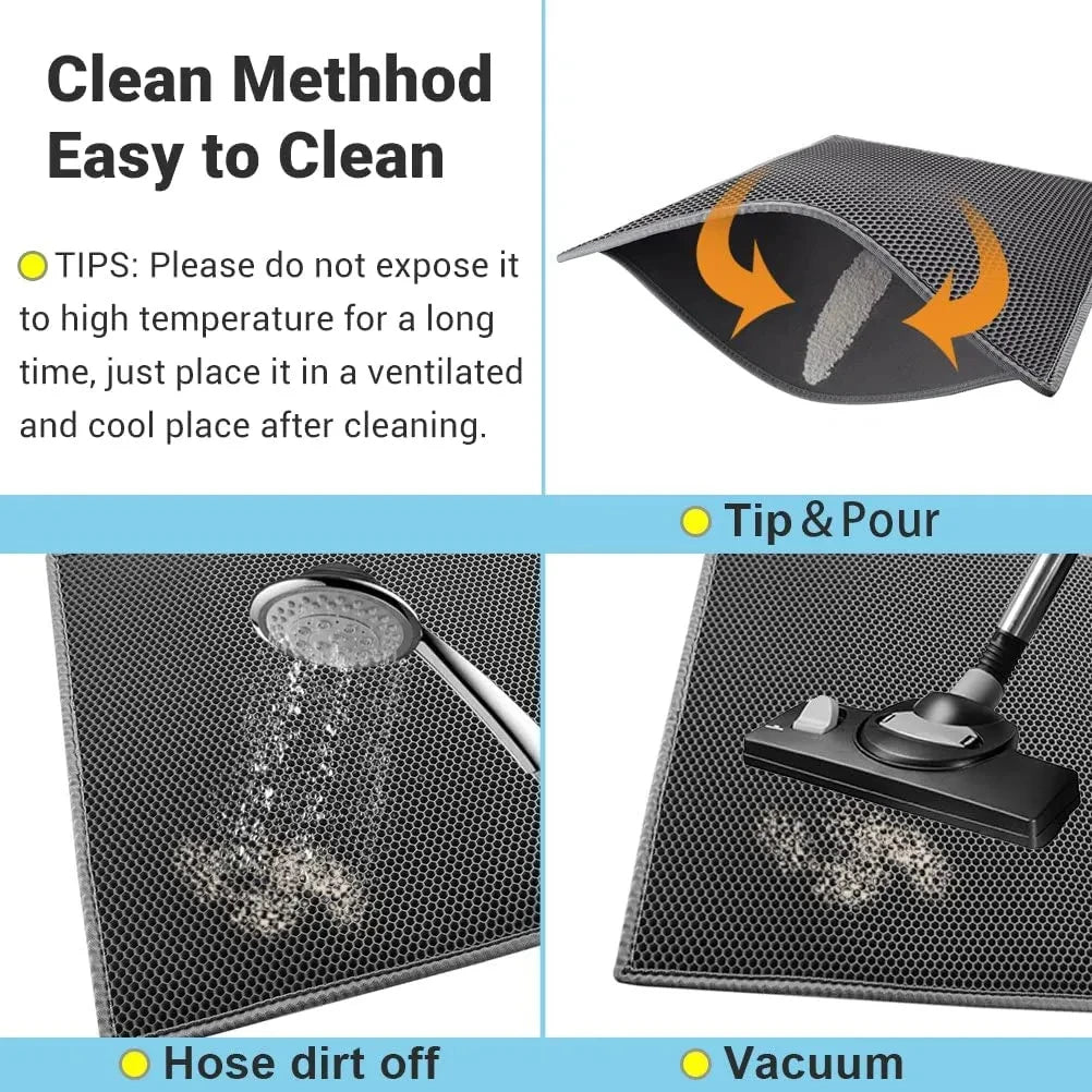 Double-Layer Waterproof Cat Litter Mat – Non-Slip Washable Trapping Pad