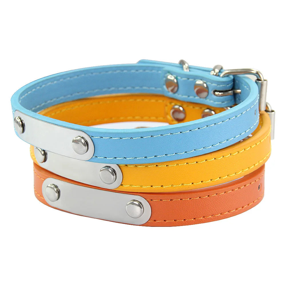 Personalized Leather Dog Collar: Custom Carved Name ID & Anti-Lost Design