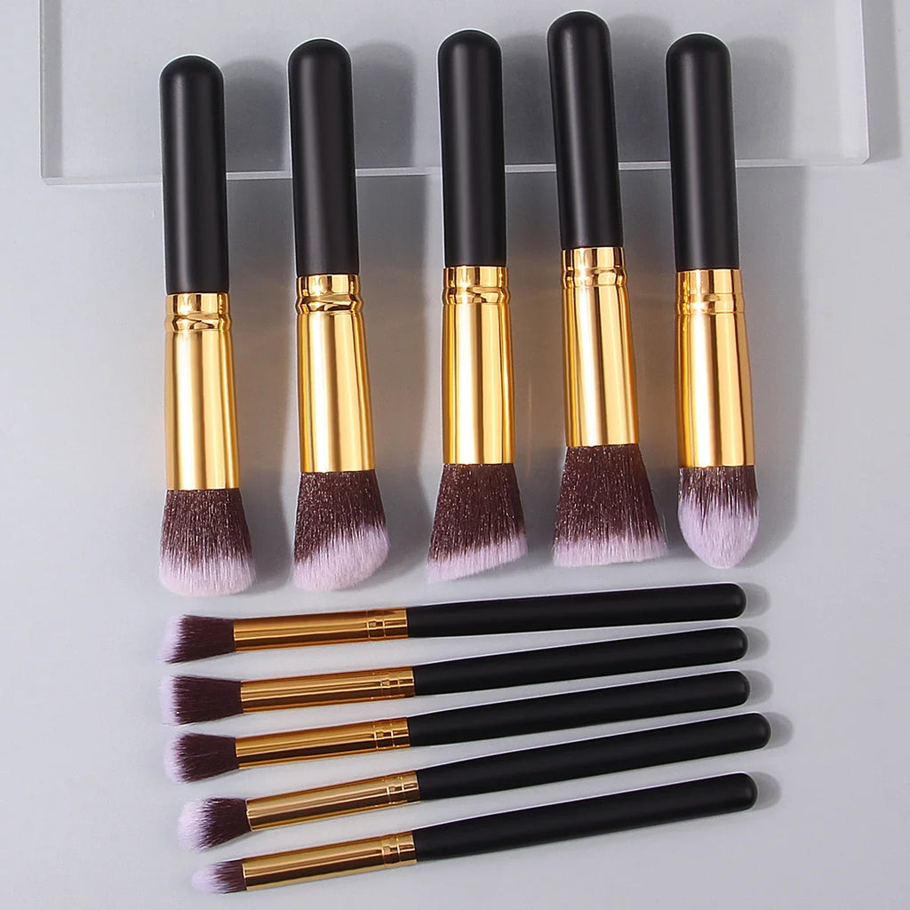 10-Piece Mini Makeup Brush Set - Essential Face Makeup Tools for Women - PULSE MART