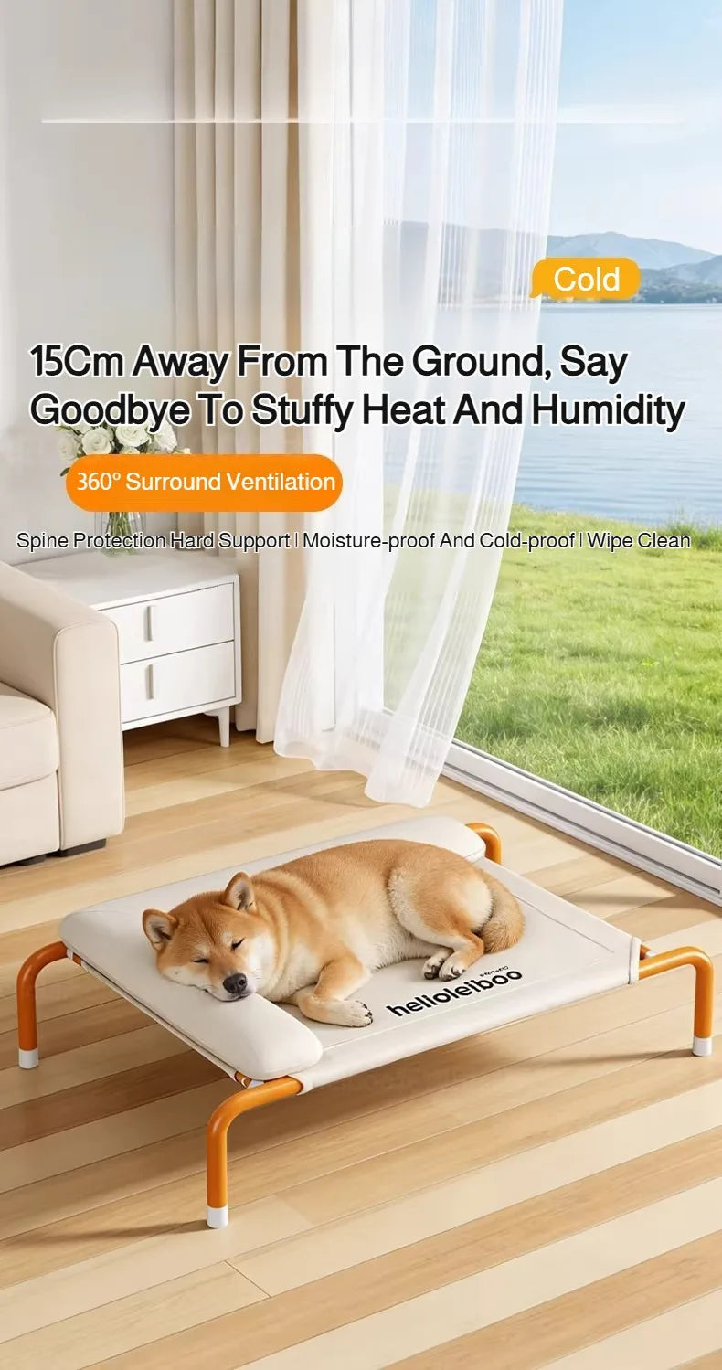 Elevated Mesh Dog Bed with Pillow, Raised Outdoor Patio Cot