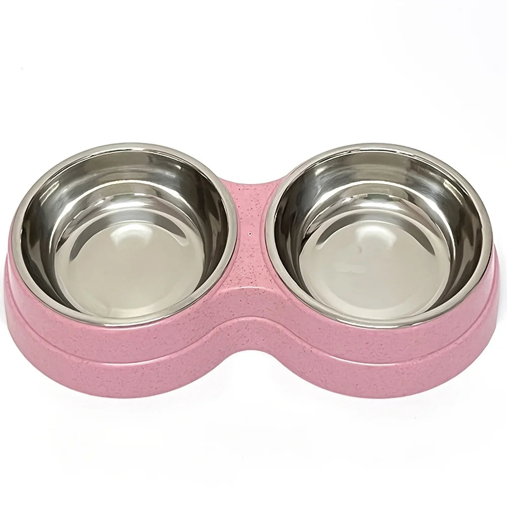 Stainless Steel Double Pet Bowls - Non-Skid Dual Food & Water Station