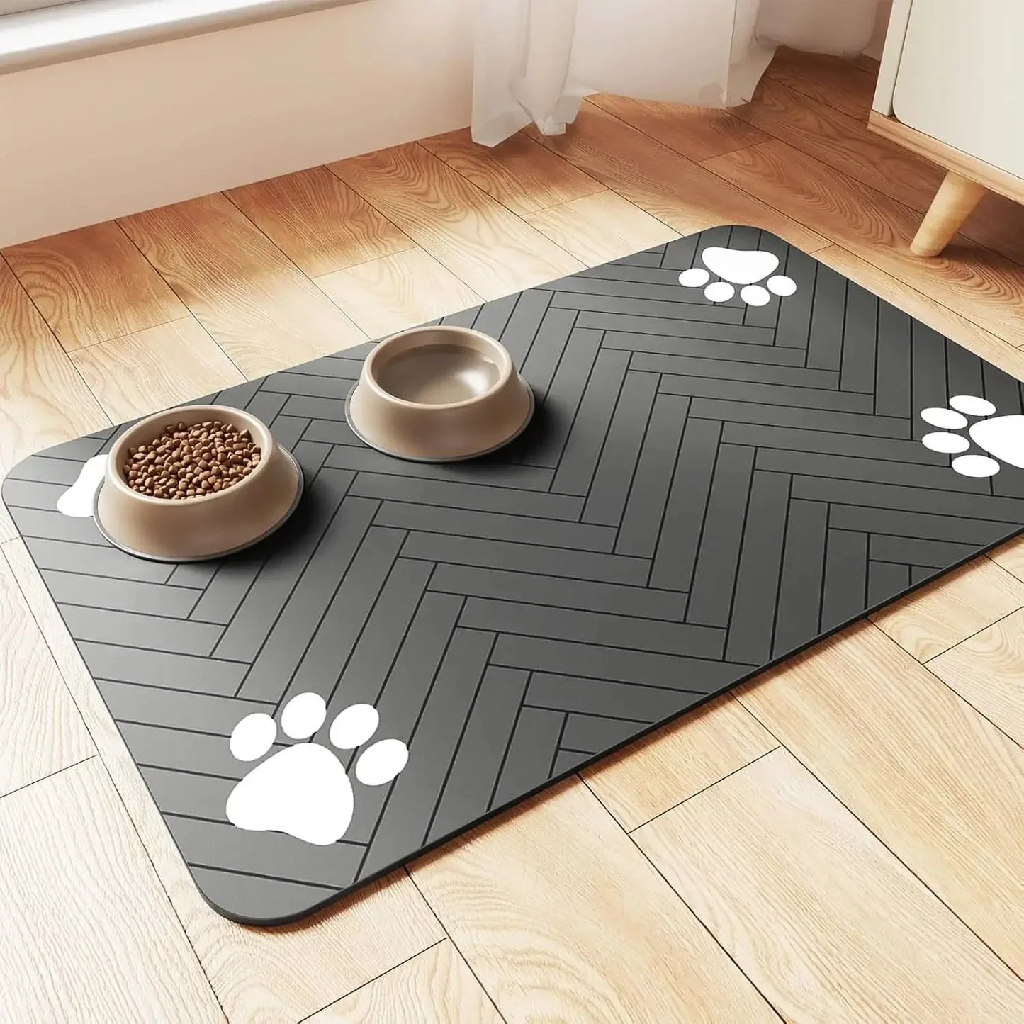 Waterproof Pet Feeding Mat, Absorbent Rubber-Backed Quick-Dry Placemat