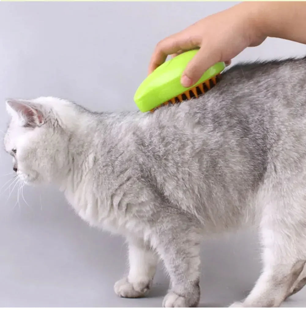 3-in-1 Electric Pet Steam Brush – Cat & Dog Grooming Brush with Spray & Massage Comb