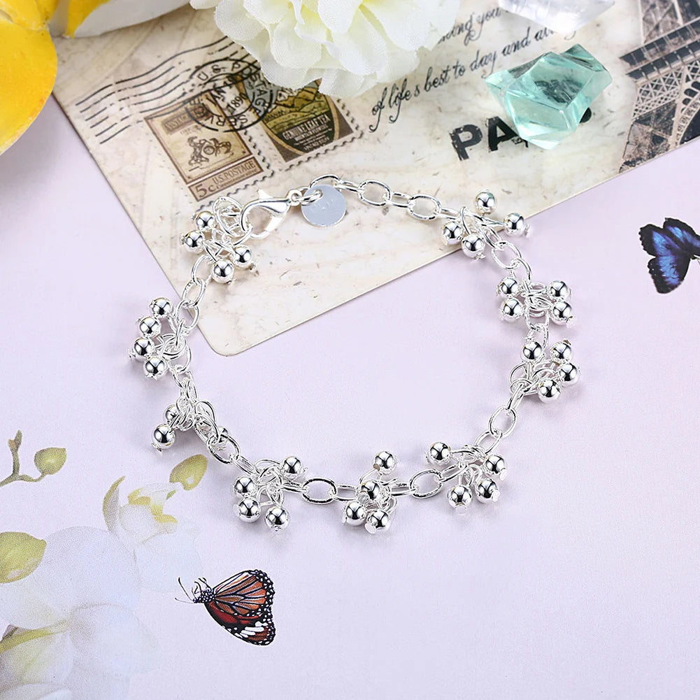 Beautiful 925 Silver Bracelets Nice For Wedding Women Chain Bracelet Charm Beads