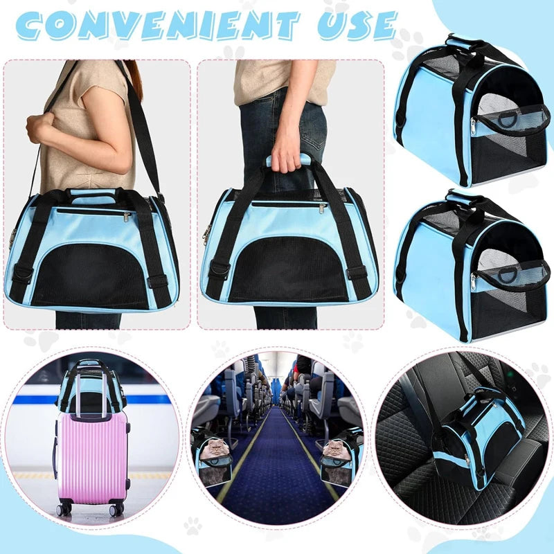 Portable Cat & Dog Carrier Bag – Foldable Breathable Mesh Pet Travel Handbag