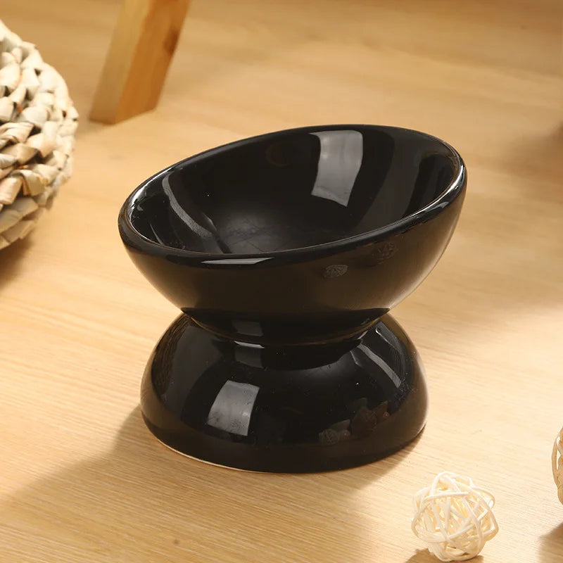 Ceramic Elevated Cat Bowl – Tilted Food & Water Bowl, Dishwasher & Microwave Safe