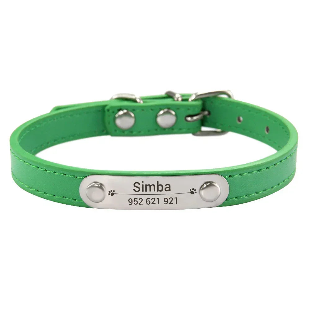 Personalized Leather Dog Collar: Custom Carved Name ID & Anti-Lost Design