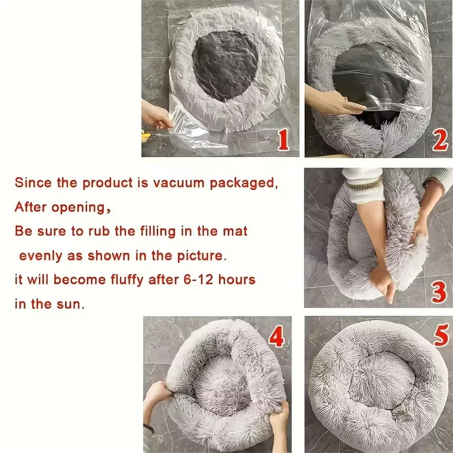 The Deep Sleep Calming Shag Fur Donut Pet Bed