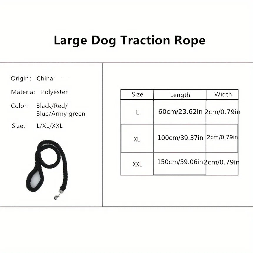 Heavy-Duty Braided Dog Leash - Strong Training Lead for Large Dogs