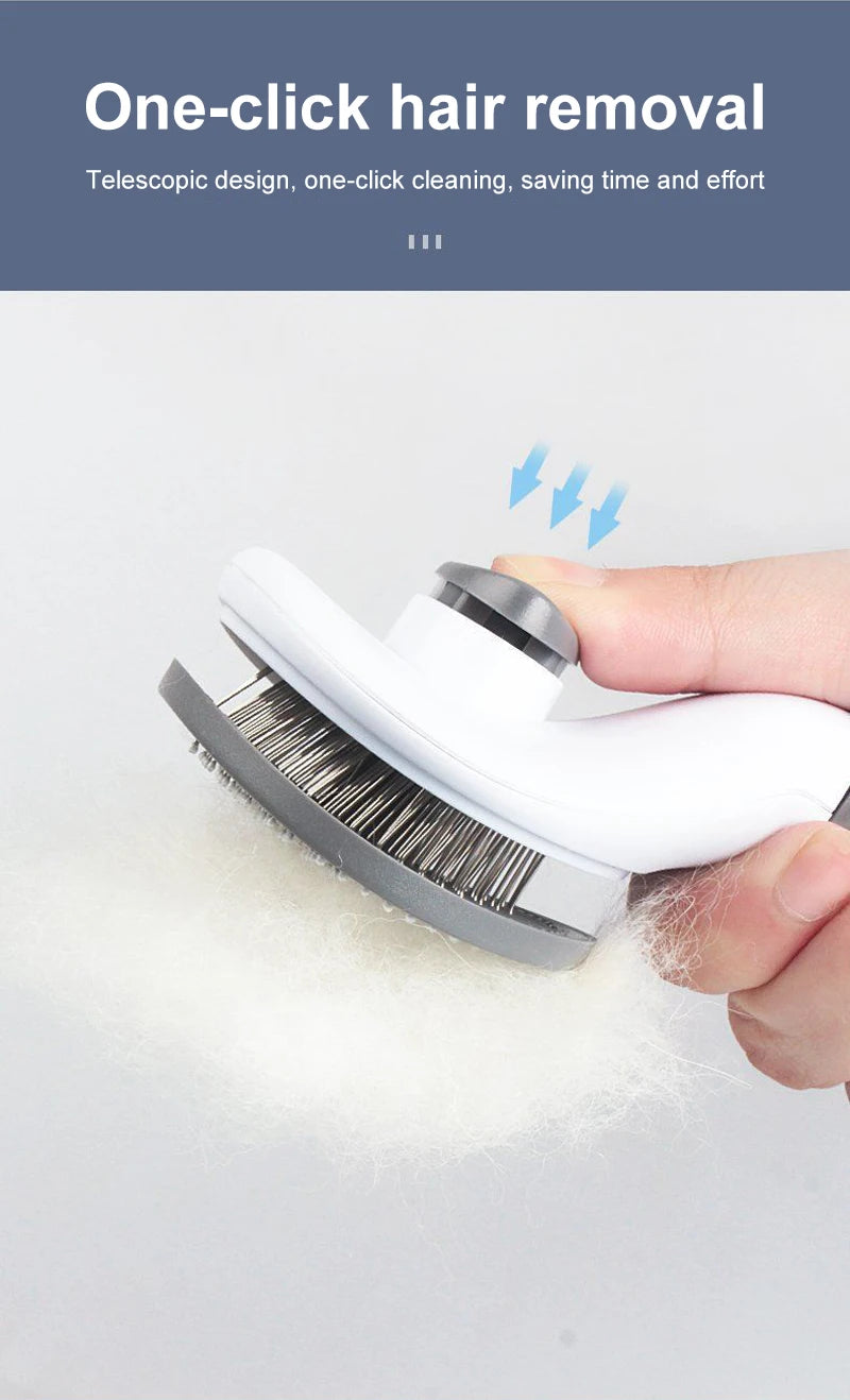 Anti-Matting Long Hair Pet Brush - Self-Cleaning Undercoat Comb