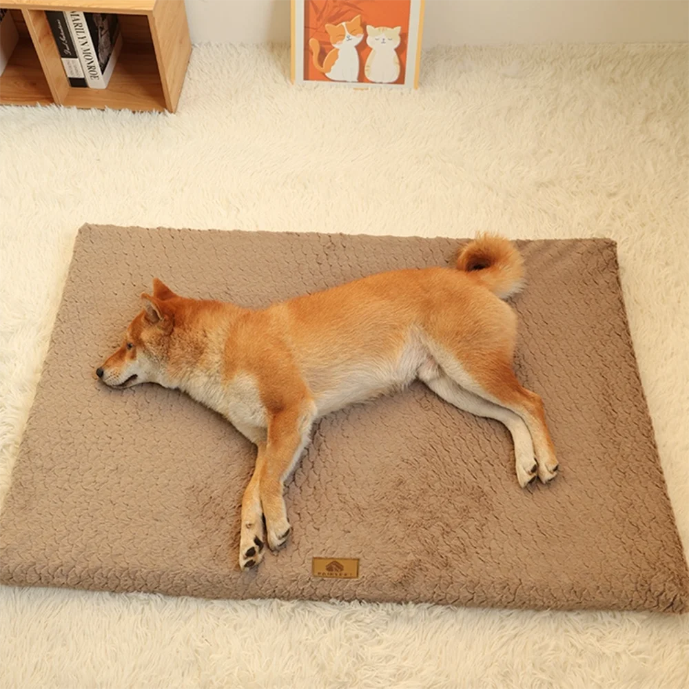 3D Foam Orthopedic Dog Bed, Washable Faux Fur Waterproof Crate Mat