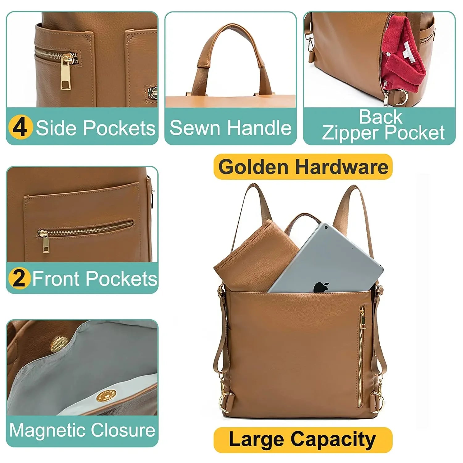 New Fashion Mommy Bag Pu Leather Diaper Backpack Bag with Changing Pad Baby Organizer Baby Nappy Bag Mummy Daddy Backpack - PULSE MART