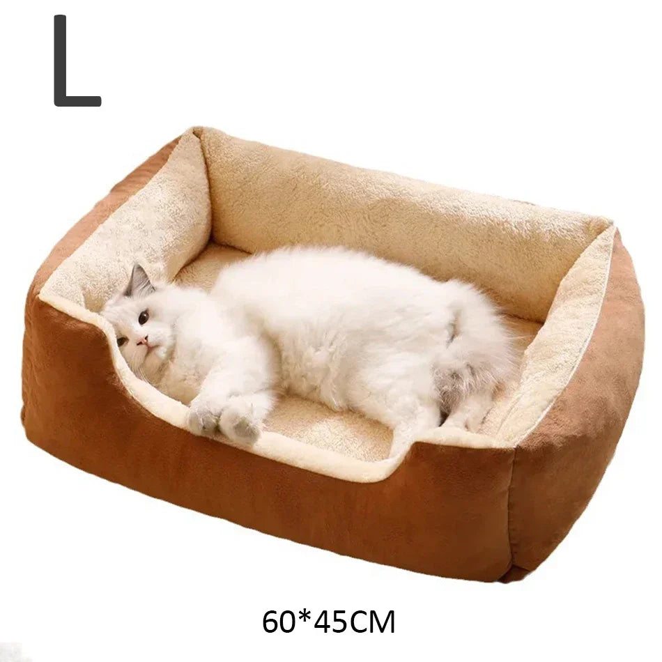 Plush Cat Bed Cushion Basket, Cozy Kitten House & Habitat