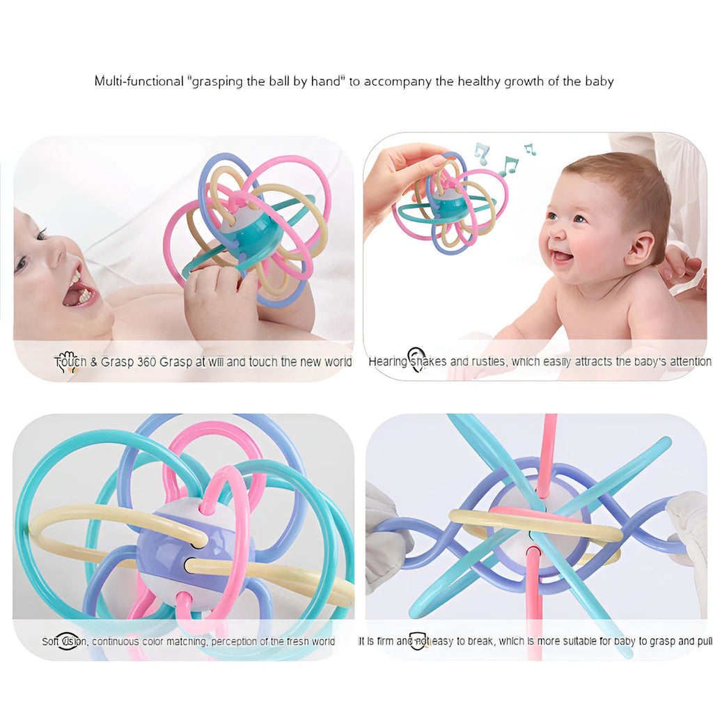 Baby toys: Manhattan ball, baby teething ball, soft rubber teething toy, hand-held ball for babies, newborn rattle - PULSE MART
