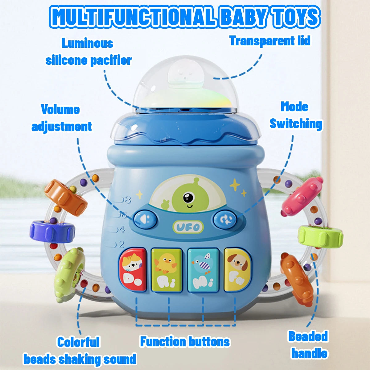 Baby Musical Feeding Bottle Pacifier For 6M+ Newborn Soft Teether Rattles Educational Toy Mobile Soothing Vocal Music Toys - PULSE MART