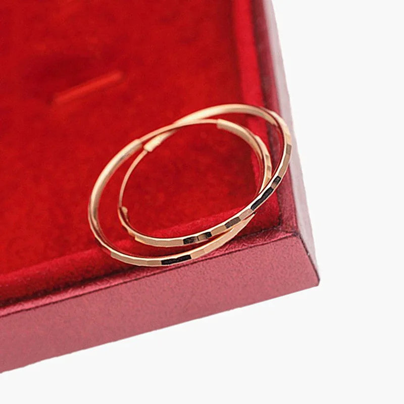 585 Purple Gold Faceted Shiny Ear Rings for Women New in Plated 14K Rose Gold c