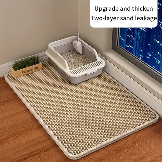 Large Honeycomb Double-Layer Cat Litter Mat – Waterproof Easy-Clean Litter Catcher