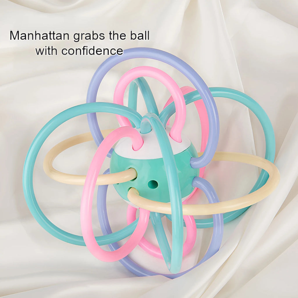 Baby toys: Manhattan ball, baby teething ball, soft rubber teething toy, hand-held ball for babies, newborn rattle - PULSE MART