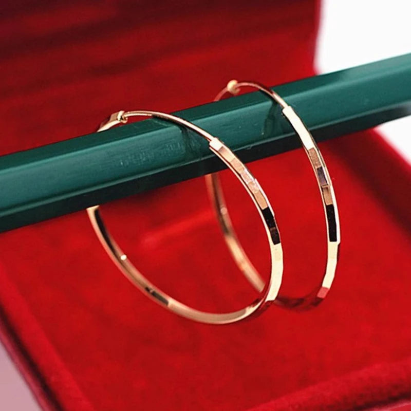 585 Purple Gold Faceted Shiny Ear Rings for Women New in Plated 14K Rose Gold c