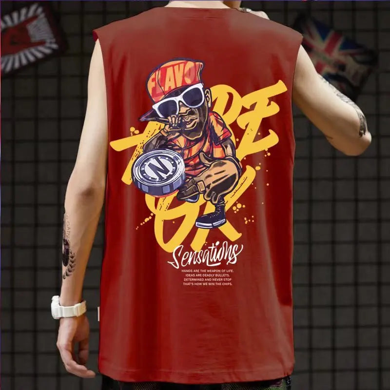 2022 Men’s Summer Hip Hop Tank Top – Casual Sleeveless Streetwear Vest, Loose Fit