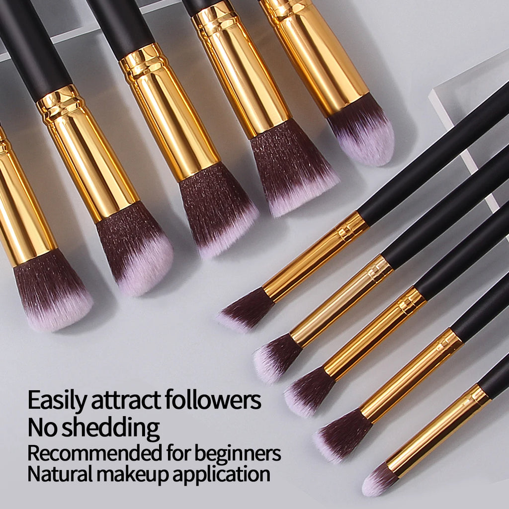 10-Piece Mini Makeup Brush Set - Essential Face Makeup Tools for Women - PULSE MART
