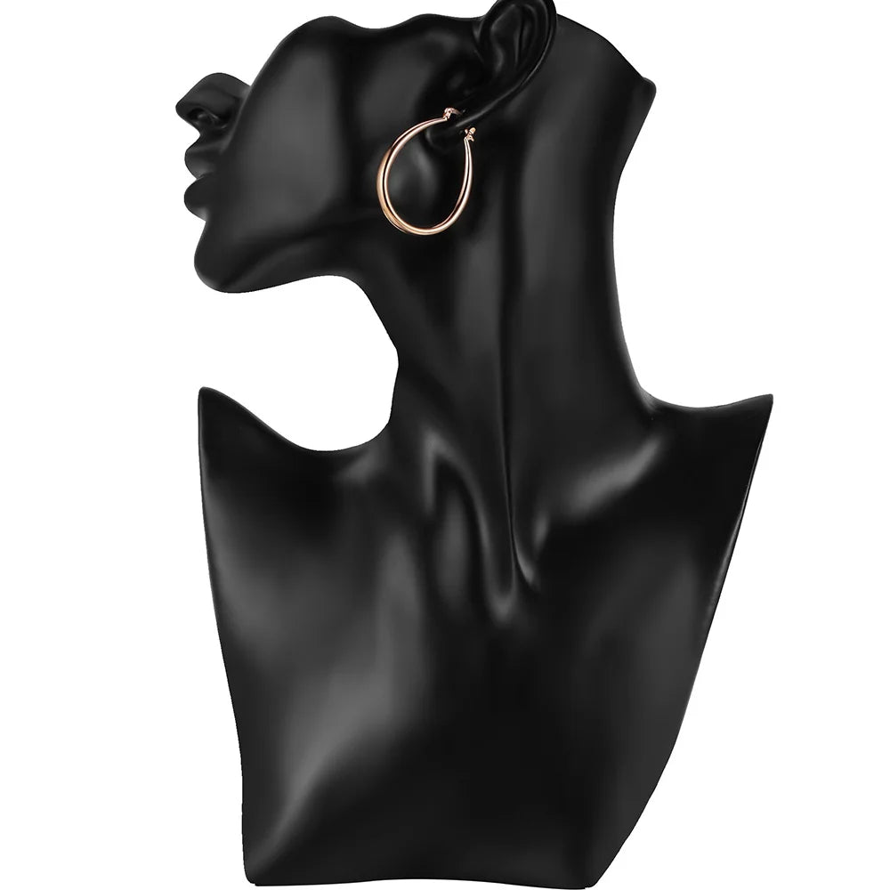 925 Sterling Silver 18K gold plated 4.4cm oval earrings for women Fashion Party Wedding.