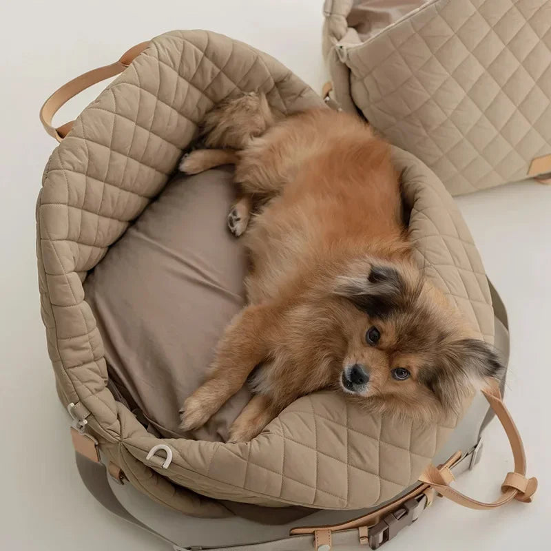 Luxury Pet Carrying Tote Bag, 2-in-1 Dog Car Booster Seat