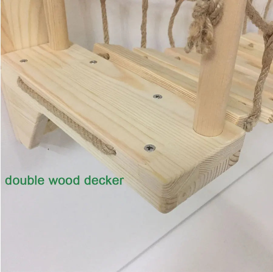 Wall-Mounted Cat Bridge & Tree Set - Sisal Ladder Climber with Hammock Bed
