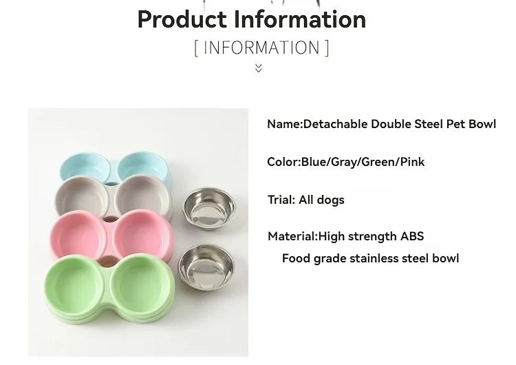 Stainless Steel Double Pet Bowls - Non-Skid Dual Food & Water Station