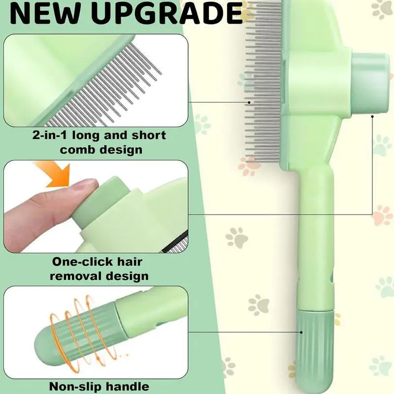 Self-Cleaning Dog Grooming Comb - Long Hair Pet Deshedding Brush