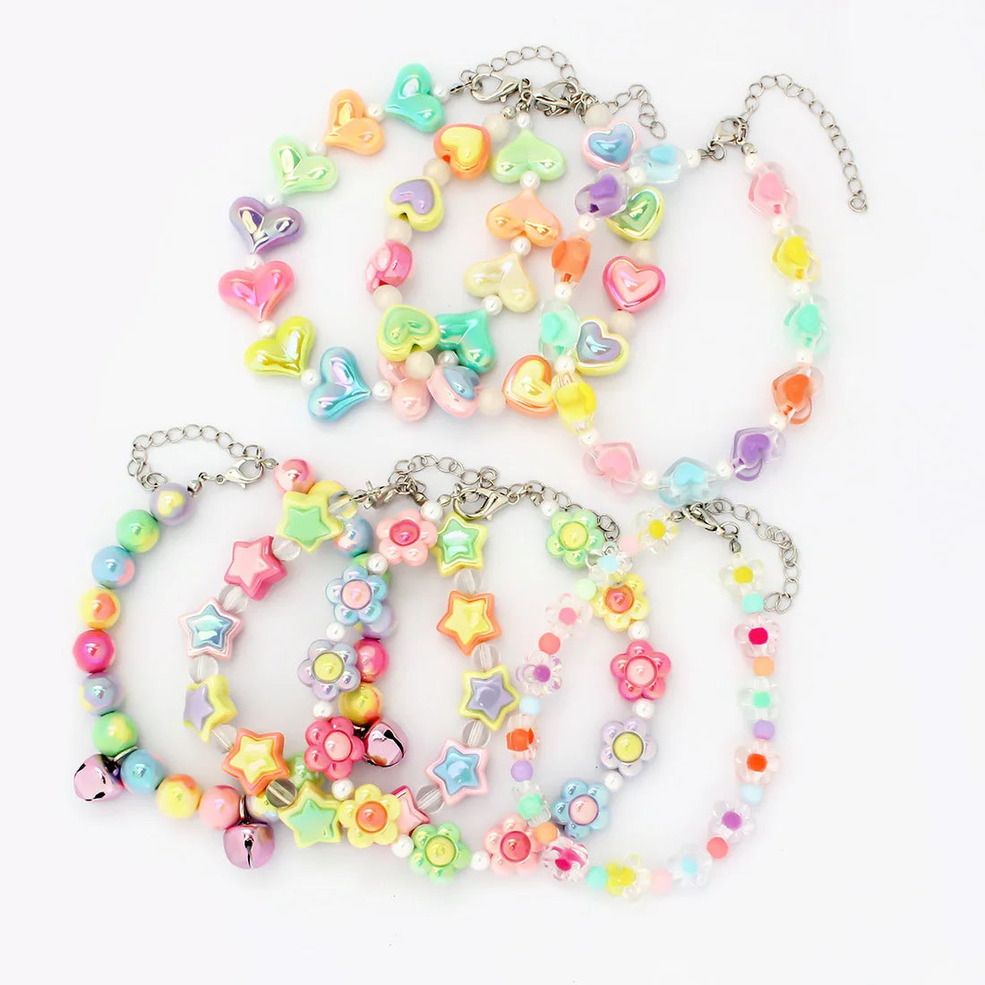 Cute Candy-Colored Pet Collar: Pearl Necklace with Flower Beads & Alloy Chain