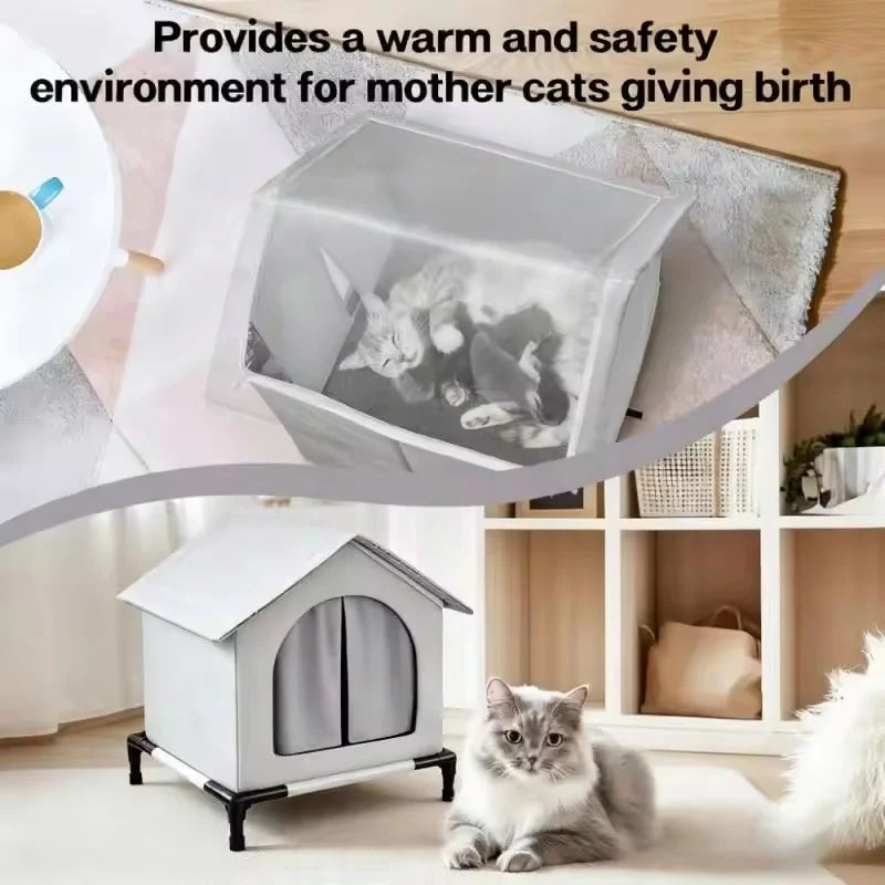 Outdoor Waterproof Pet House – All-Season Shelter for Stray Cats & Small Dogs
